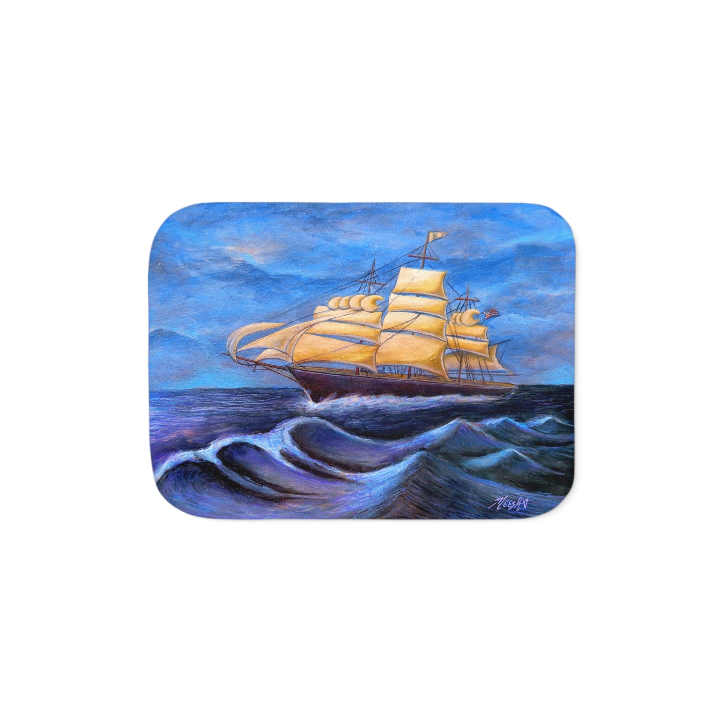 Whimsical Wavehopper Seafarer's Favorite Sherpa Blanket