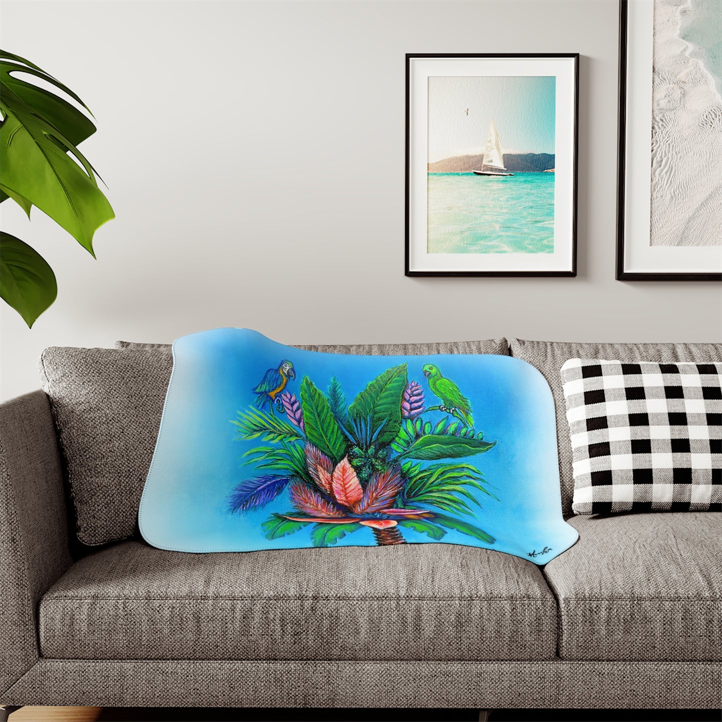 Palm Tree of Life Sherpa Blanket