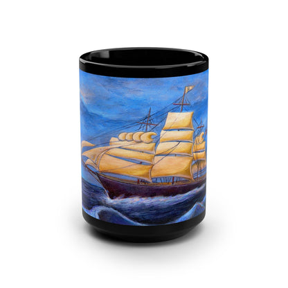 Whimsical Wavehopper Black Mug, 15oz