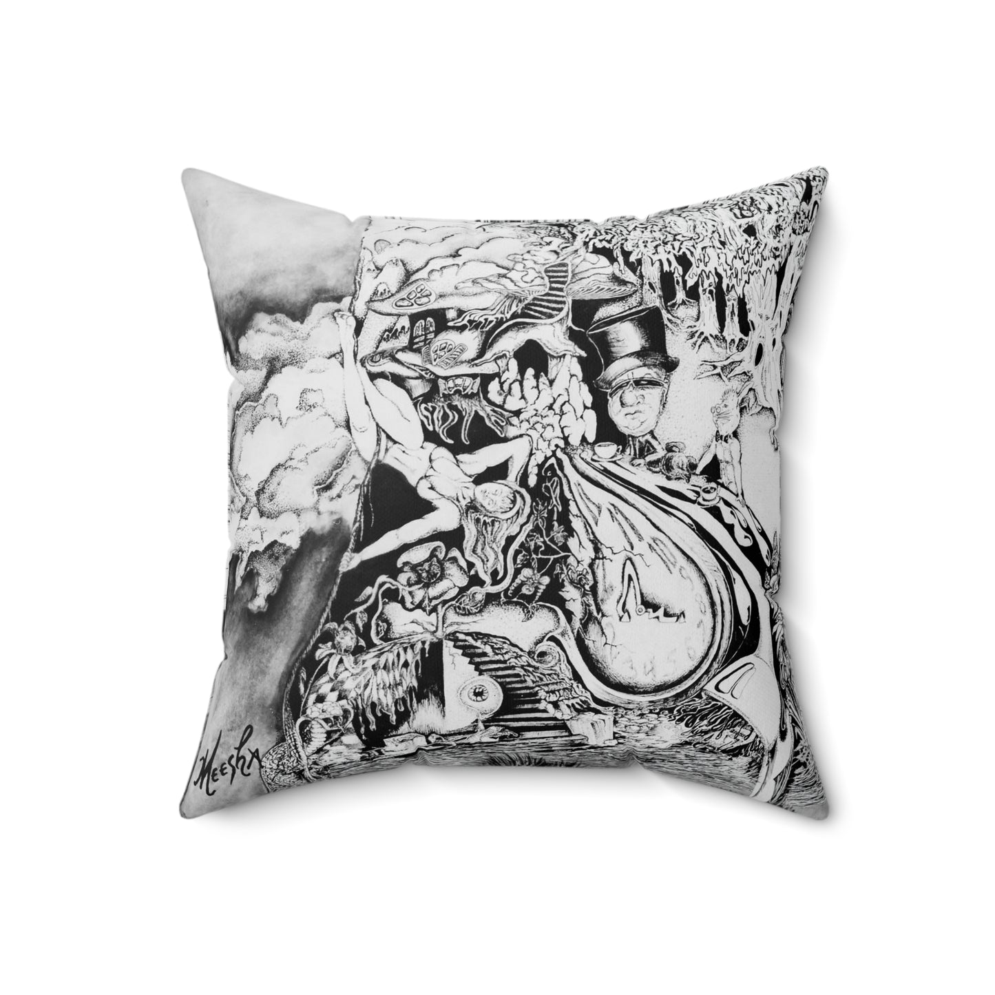Alice In Wonderland Spun Polyester Square Pillow
