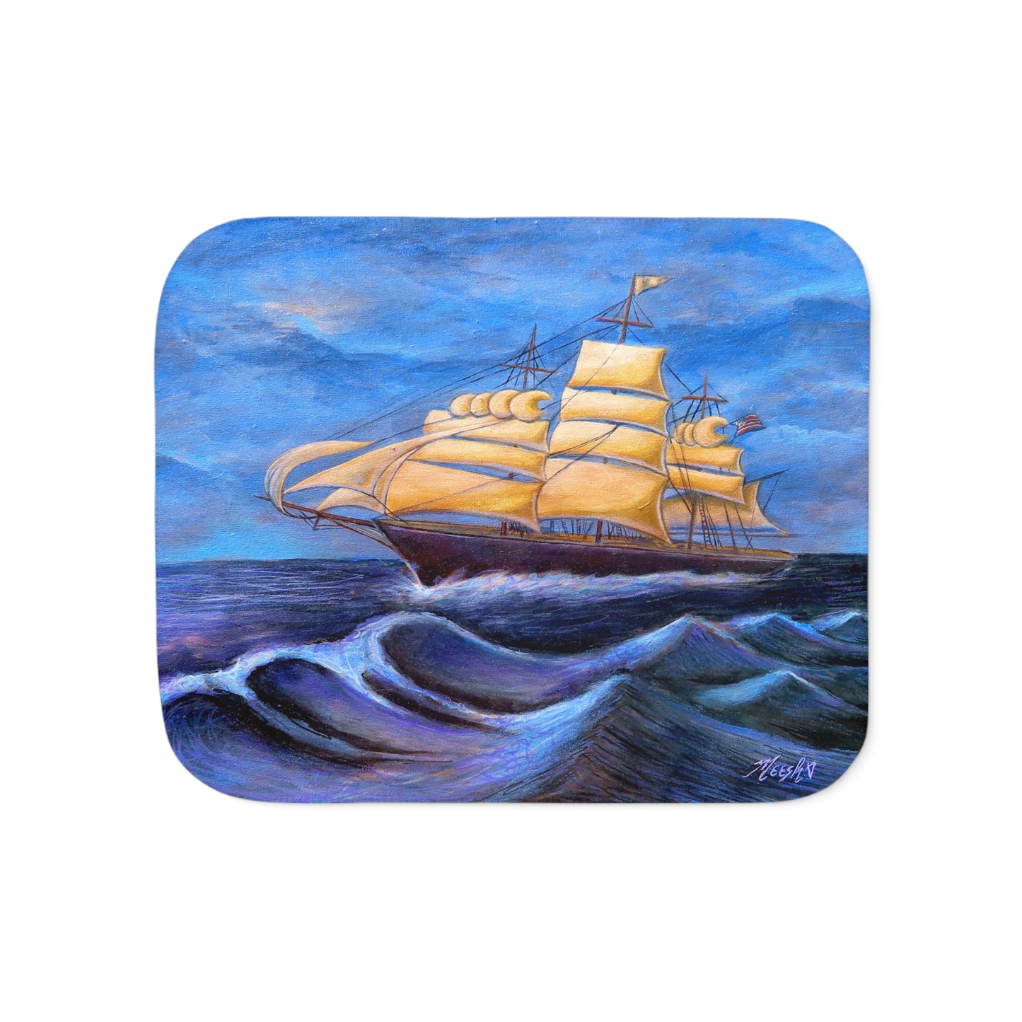 Whimsical Wavehopper Seafarer's Favorite Sherpa Blanket
