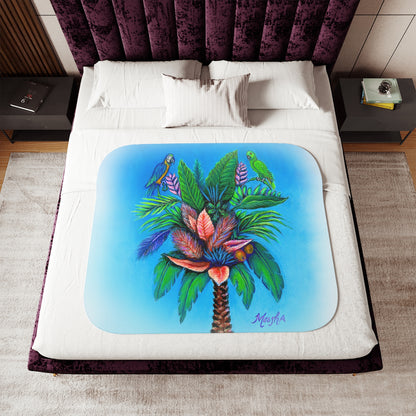 Palm Tree of Life Sherpa Blanket