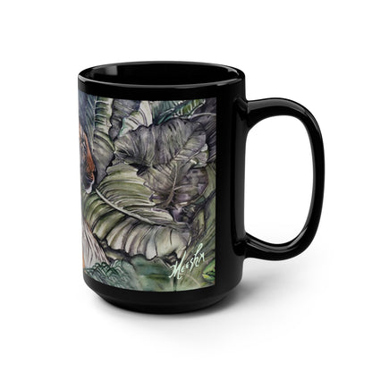 Watchful Warrior Black Mug, 15oz