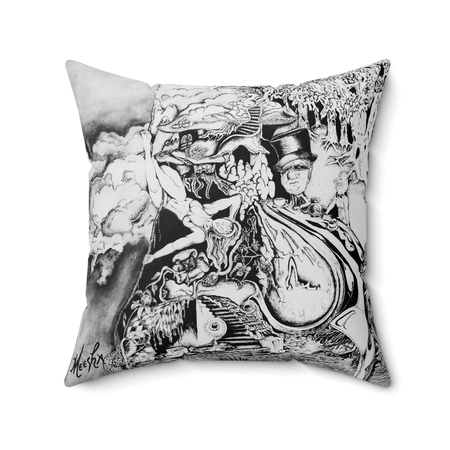 Alice In Wonderland Spun Polyester Square Pillow