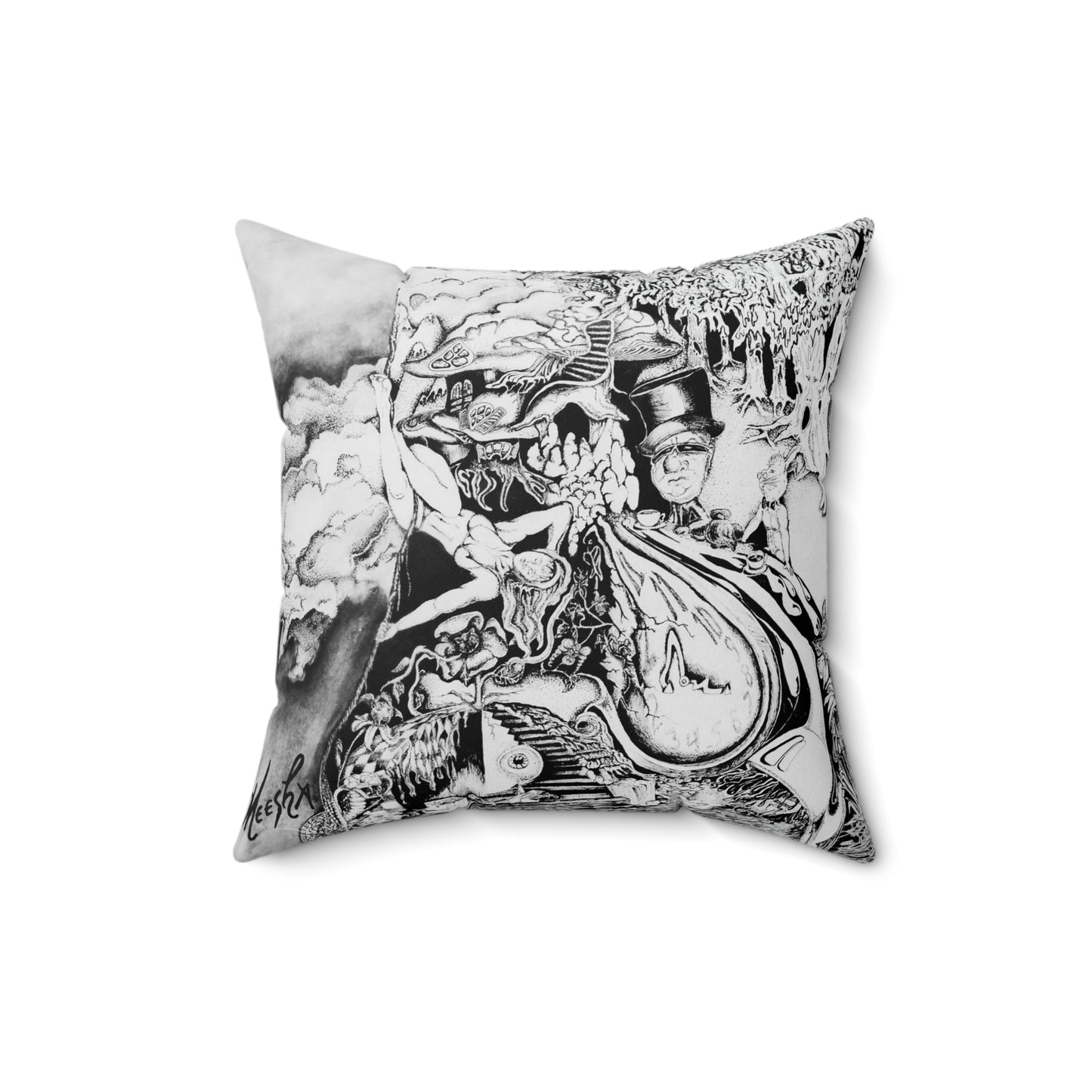 Alice In Wonderland Spun Polyester Square Pillow
