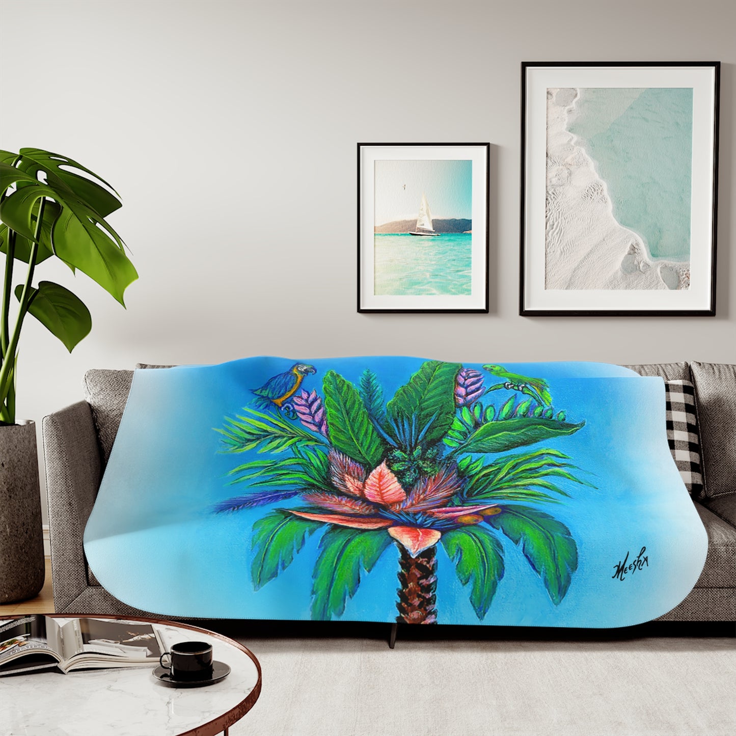 Palm Tree of Life Sherpa Blanket