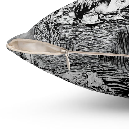 Alice In Wonderland Spun Polyester Square Pillow