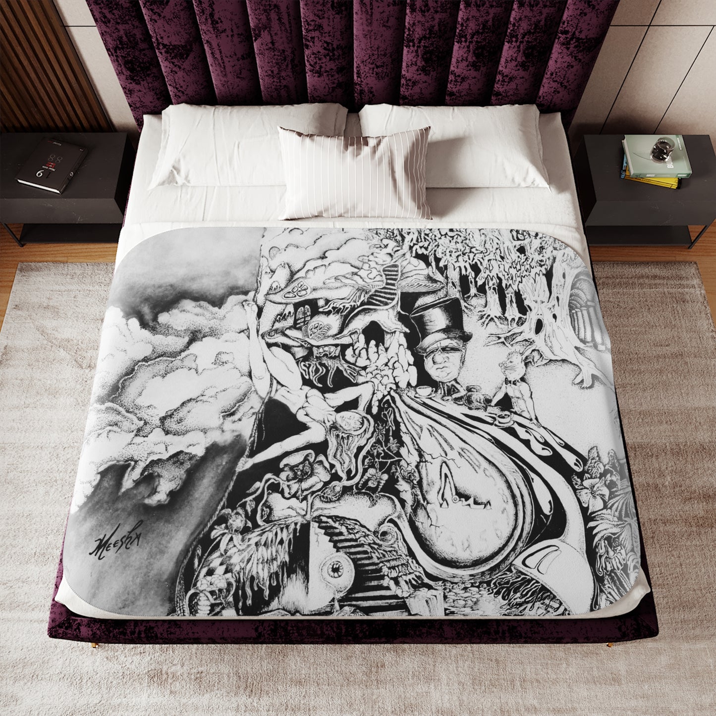 Alice In Blunderland Sper Snuggly Sherpa Blanket