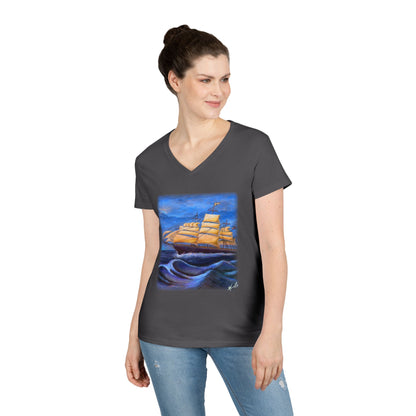 Whimsical Wavehopper Ladies' V-Neck T-Shirt