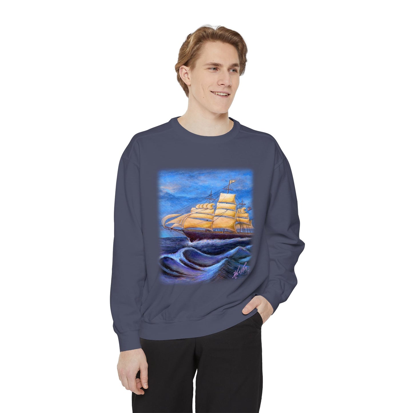 Whimsical Wavehopper Unisex Garment-Dyed Sweatshirt