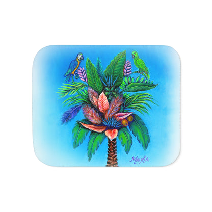 Colorful and Cozy Palm Tree of Life Favorite Sherpa Blanket