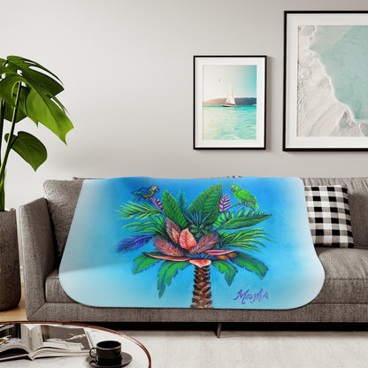 Palm Tree of Life Sherpa Blanket