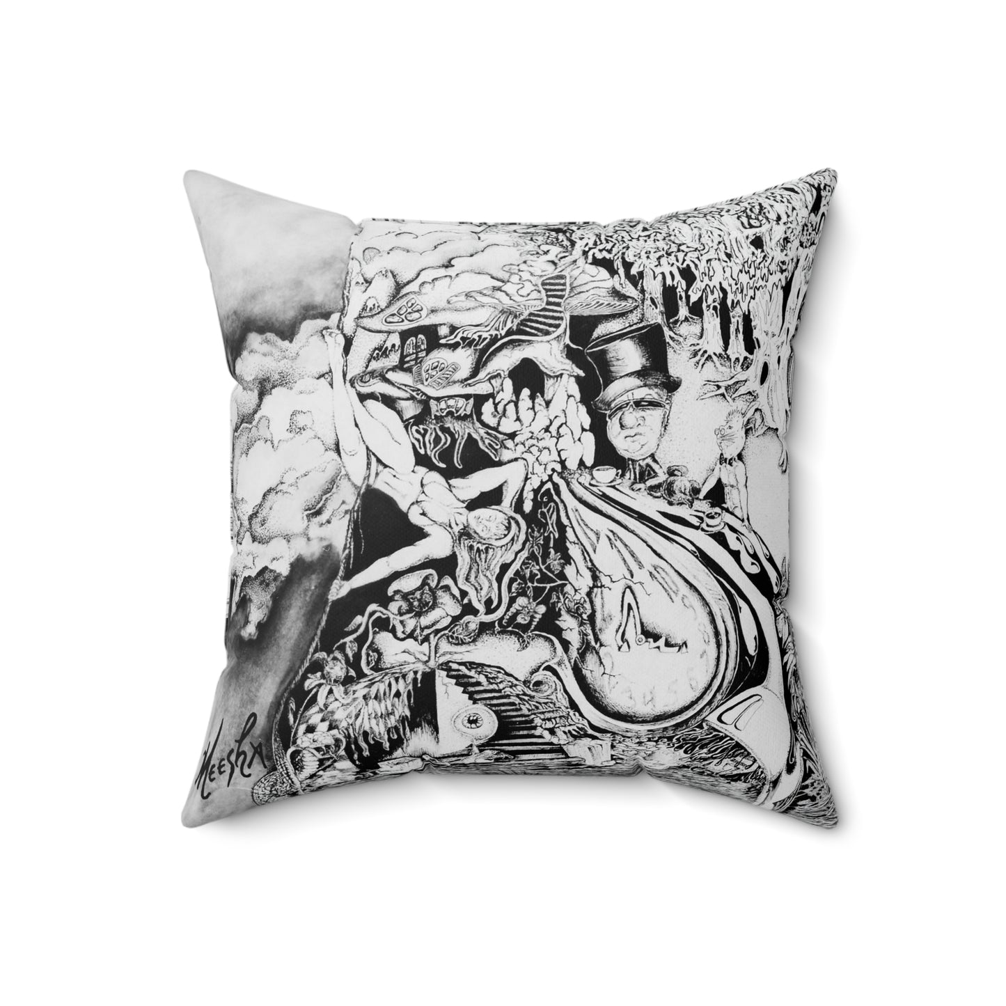 Alice In Wonderland Spun Polyester Square Pillow