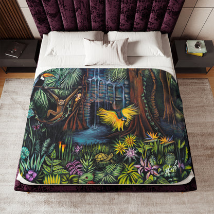 Colorful and Cozy Amazonia Favorite Sherpa Blanket