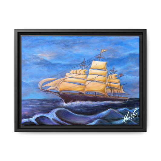Whimsical Wavehopper Framed Canvas Print