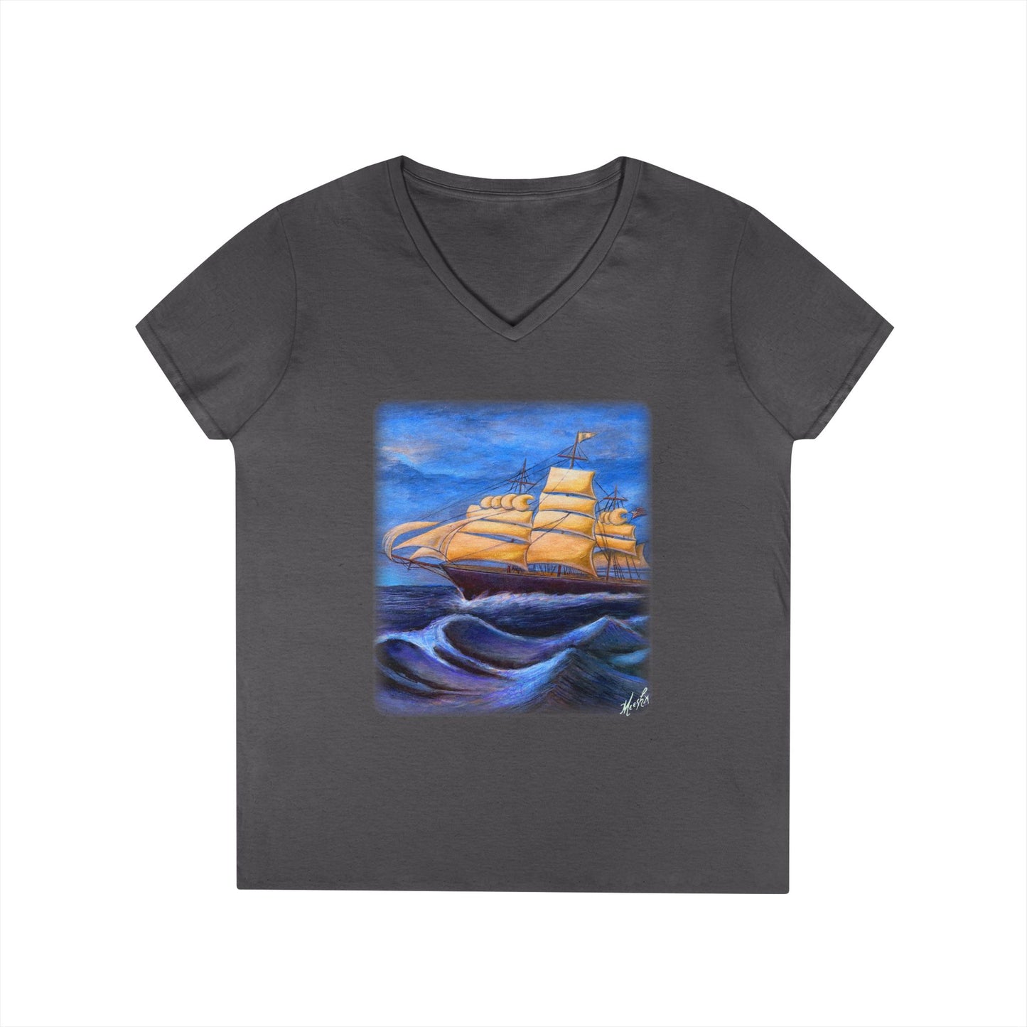 Whimsical Wavehopper Ladies' V-Neck T-Shirt