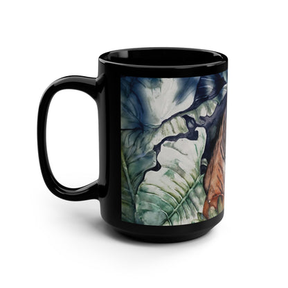 Watchful Warrior Black Mug, 15oz