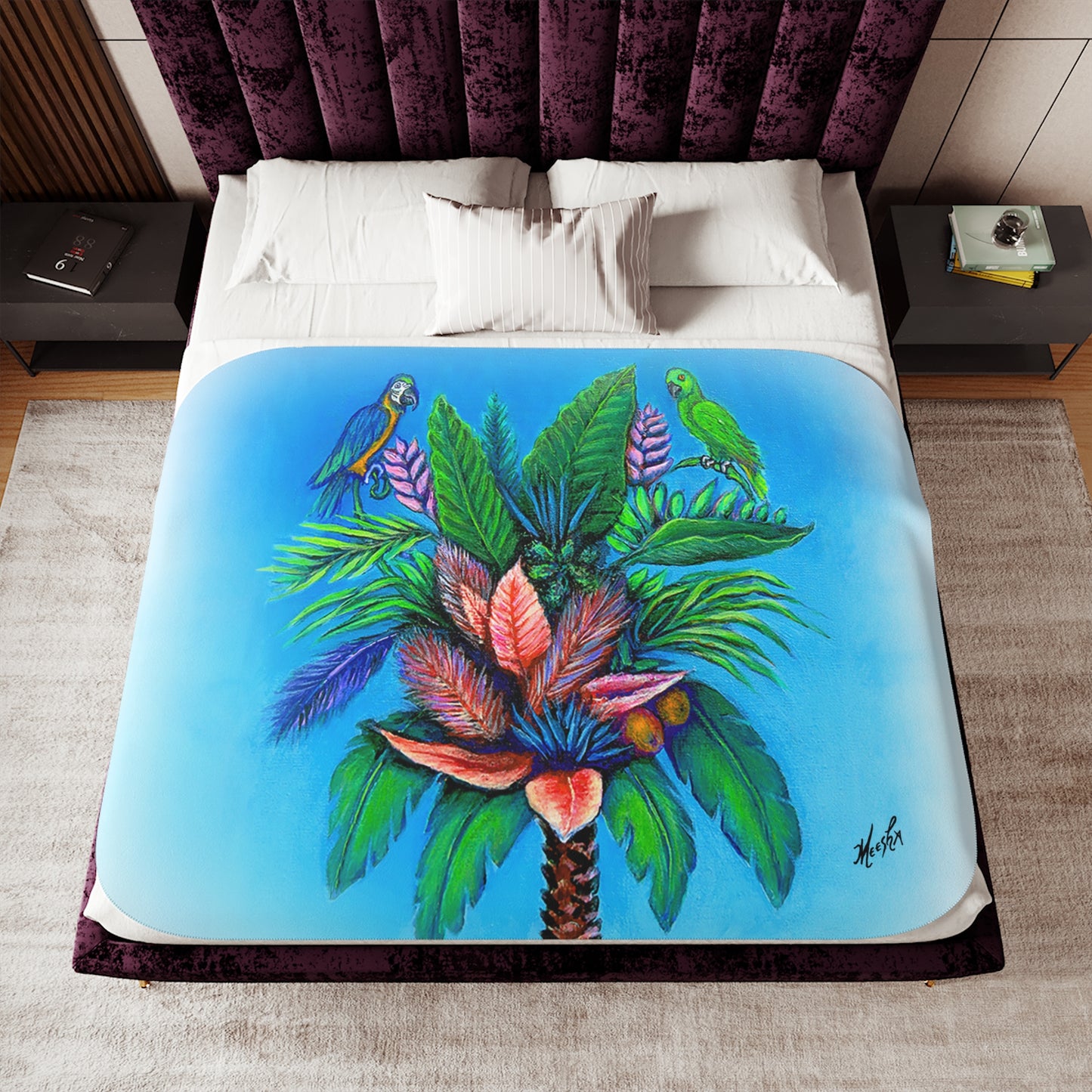 Palm Tree of Life Sherpa Blanket