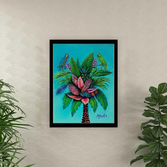 Palm Tree of Life Framed Canvas Painting